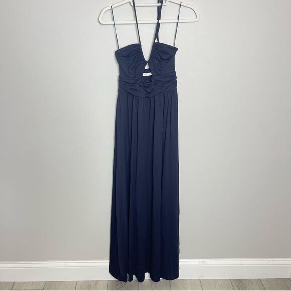 Susana Monaco U Gathered Tie Maxi Dress in Navy NWOT SMALL - Picture 2 of 11